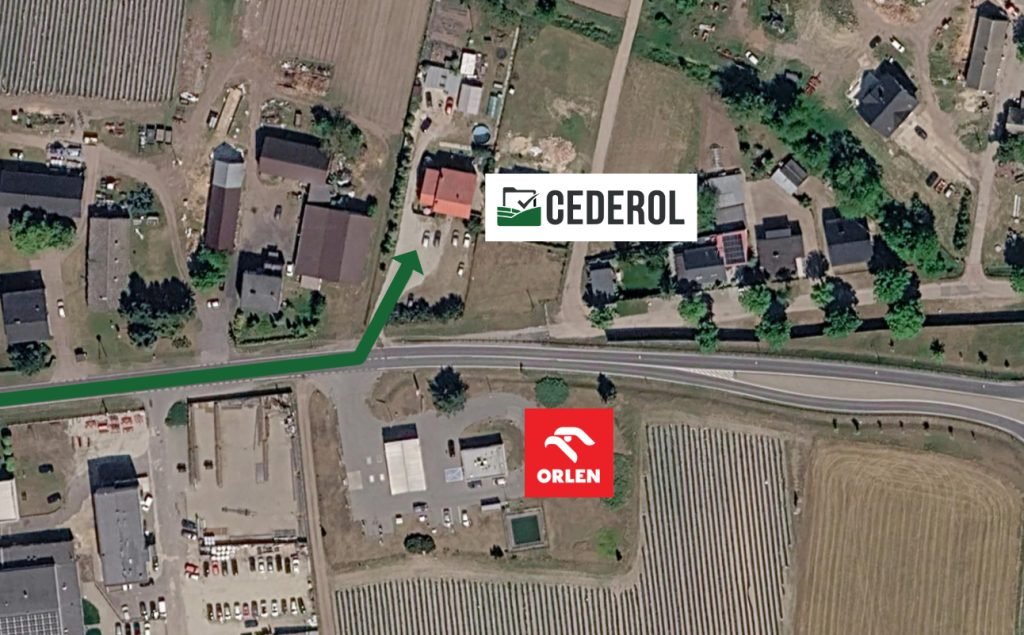 Mapa dojazdu do biura CEDEROL w Porażynie